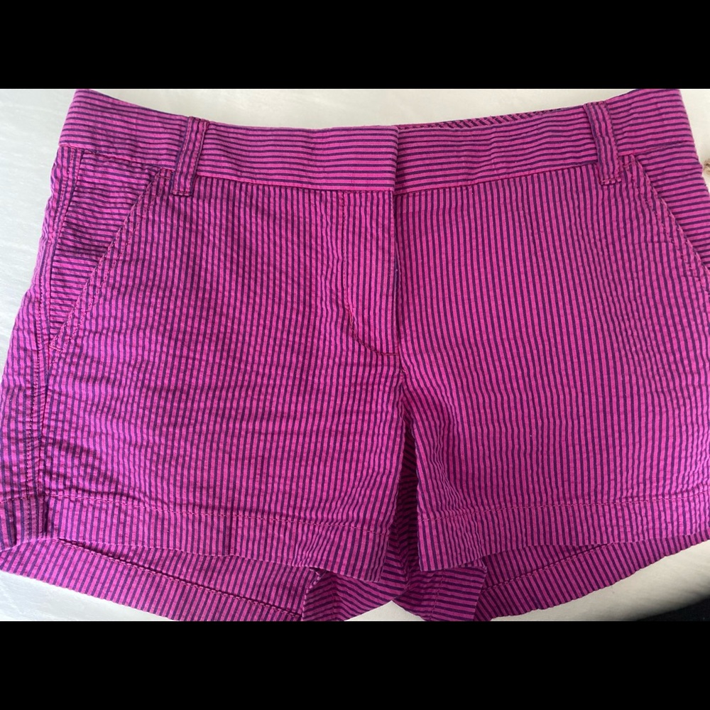 J Crew Womens Short Shorts Cotton Striped Maroon N